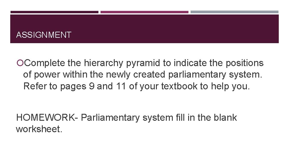 ASSIGNMENT Complete the hierarchy pyramid to indicate the positions of power within the newly ASSIGNMENT Complete the hierarchy pyramid to indicate the positions of power within the newly