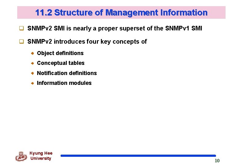 11. 2 Structure of Management Information q SNMPv 2 SMI is nearly a proper 11. 2 Structure of Management Information q SNMPv 2 SMI is nearly a proper