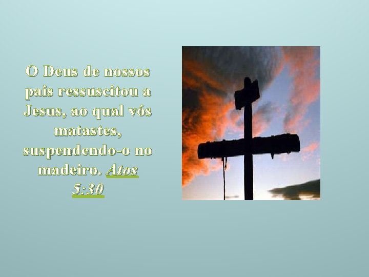 O Deus de nossos pais ressuscitou a Jesus, ao qual vós matastes, suspendendo-o no