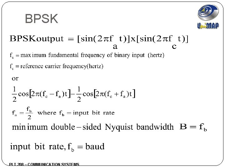 BPSK PLT 208 – COMMUNICATION SYSTEMS 