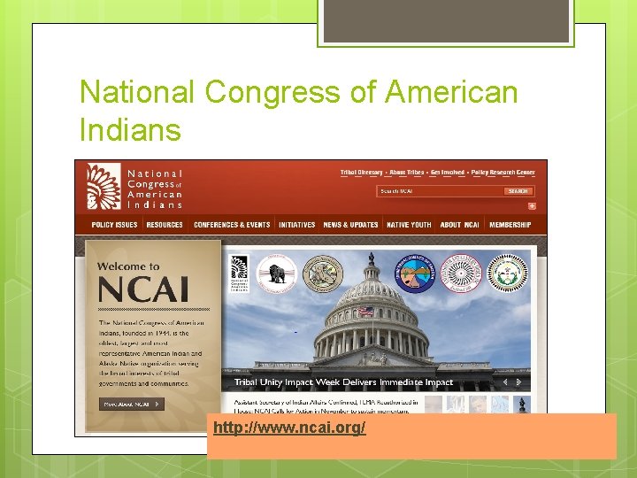 National Congress of American Indians http: //www. ncai. org/ 