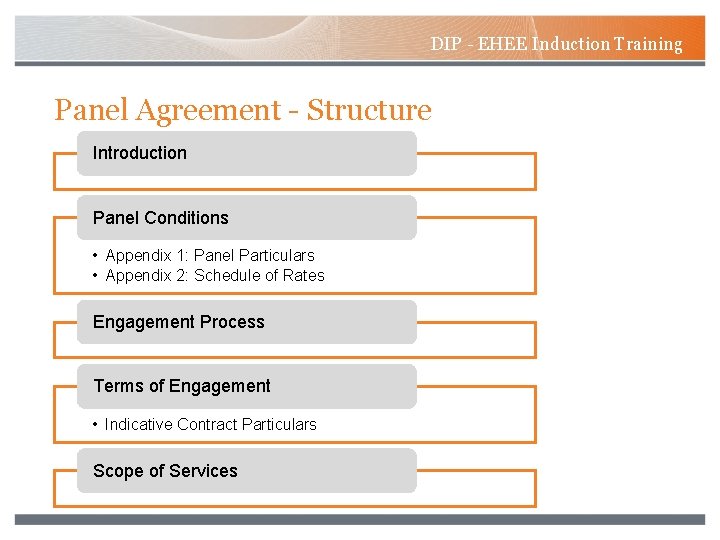 DIP - EHEE Induction Training Panel Agreement - Structure Introduction Panel Conditions • Appendix