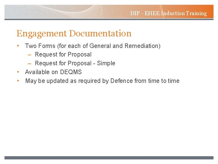 DIP - EHEE Induction Training Engagement Documentation • Two Forms (for each of General