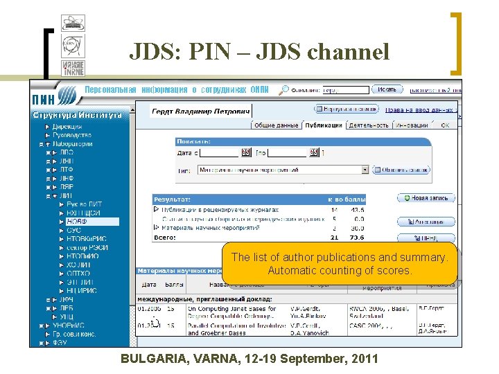 JDS: PIN – JDS channel The list of author publications and summary. Automatic counting JDS: PIN – JDS channel The list of author publications and summary. Automatic counting