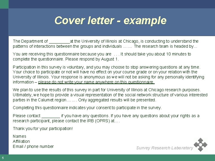 Cover letter - example The Department of _____at the University of Illinois at Chicago,