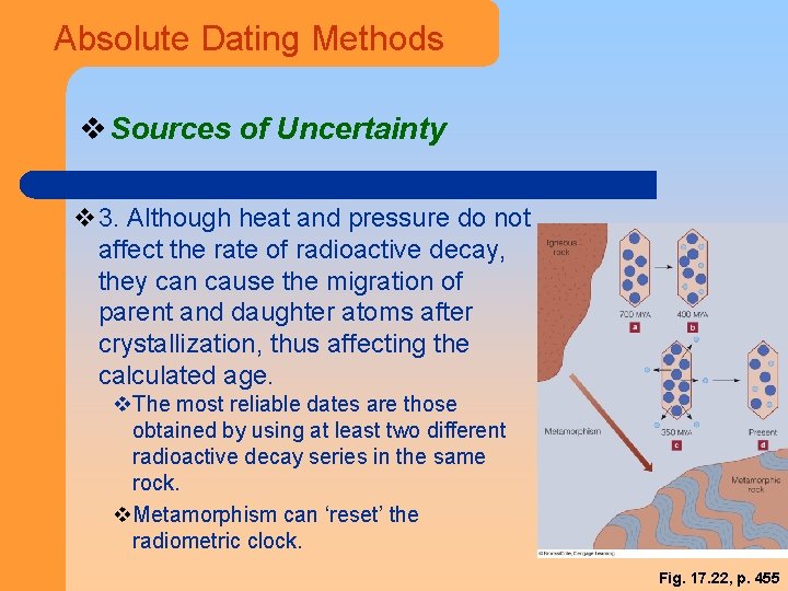Absolute Dating Methods v Sources of Uncertainty v 3. Although heat and pressure do