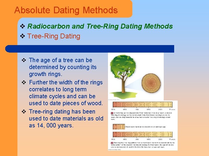Absolute Dating Methods v Radiocarbon and Tree-Ring Dating Methods v Tree-Ring Dating v The