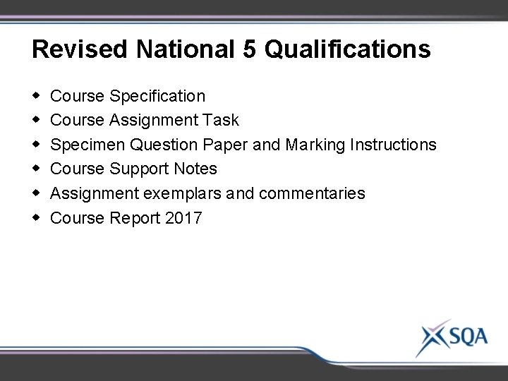 Revised National 5 Qualifications w w w Course Specification Course Assignment Task Specimen Question