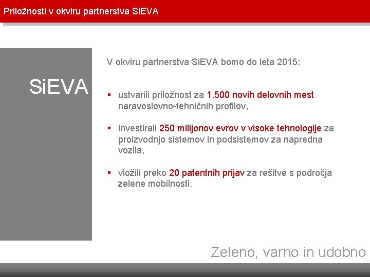 Priložnosti v okviru partnerstva Si. EVA V okviru partnerstva Si. EVA bomo do leta Priložnosti v okviru partnerstva Si. EVA V okviru partnerstva Si. EVA bomo do leta