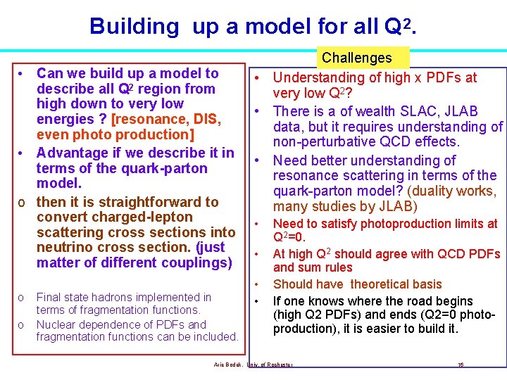 Building up a model for all Q 2. • Can we build up a Building up a model for all Q 2. • Can we build up a
