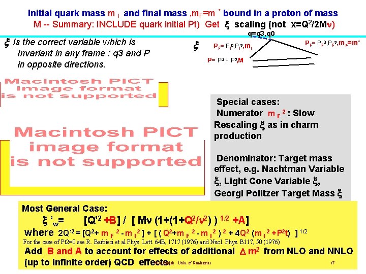 Initial quark mass m I and final mass , m. F=m * bound in Initial quark mass m I and final mass , m. F=m * bound in