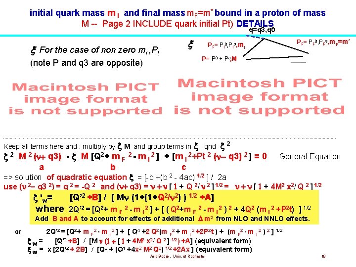 initial quark mass m I and final mass m. F=m* bound in a proton initial quark mass m I and final mass m. F=m* bound in a proton