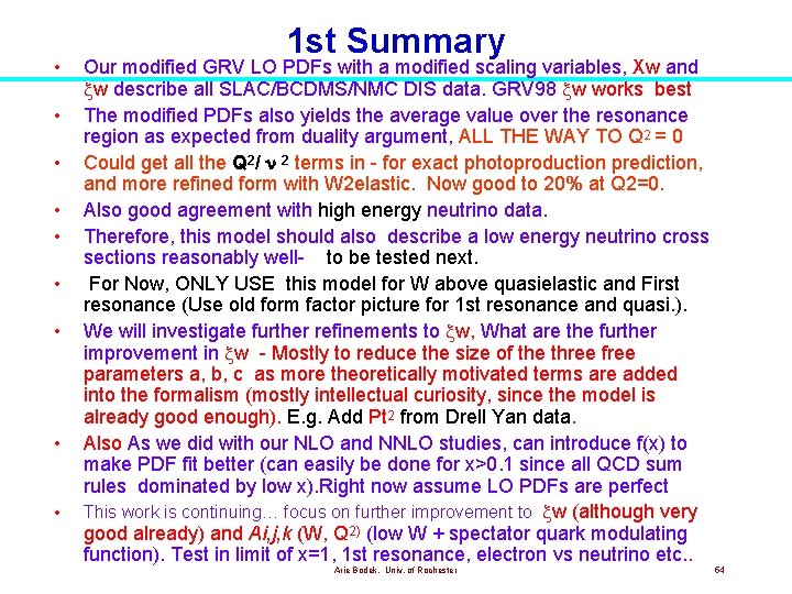 • • • 1 st Summary Our modified GRV LO PDFs with a • • • 1 st Summary Our modified GRV LO PDFs with a
