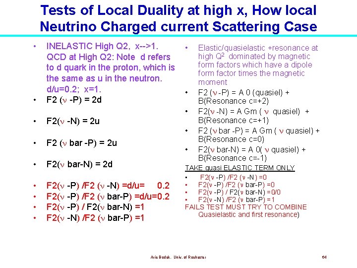 Tests of Local Duality at high x, How local Neutrino Charged current Scattering Case Tests of Local Duality at high x, How local Neutrino Charged current Scattering Case