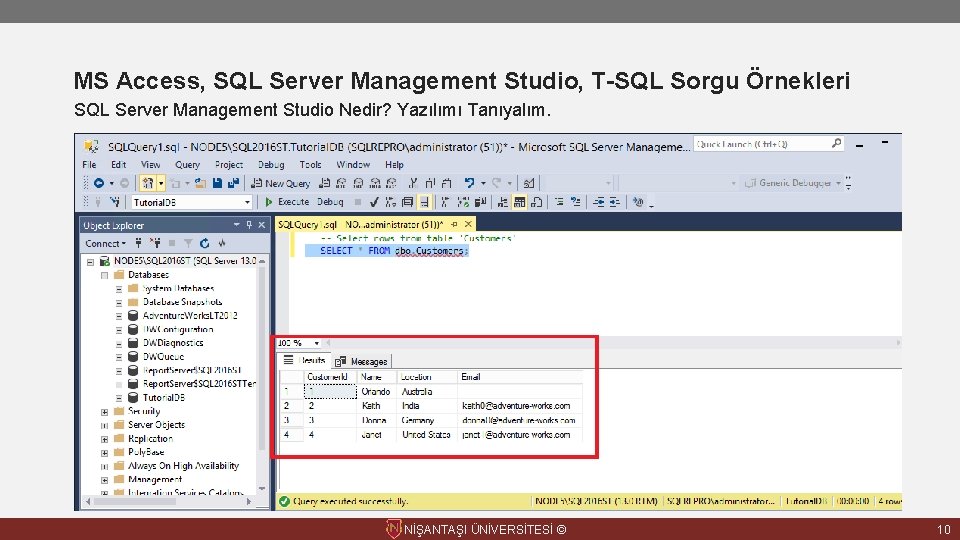 MS Access, SQL Server Management Studio, T-SQL Sorgu Örnekleri SQL Server Management Studio Nedir?