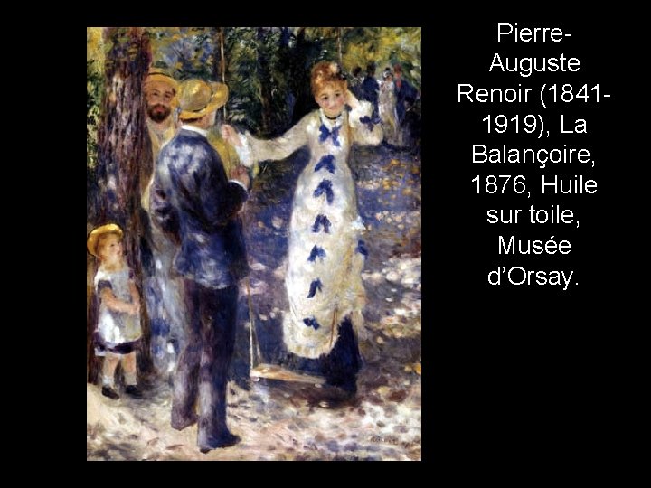 Pierre. Auguste Renoir (18411919), La Balançoire, 1876, Huile sur toile, Musée d’Orsay. 