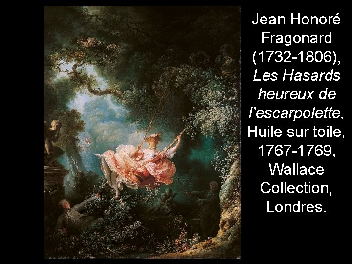 Jean Honoré Fragonard (1732 -1806), Les Hasards heureux de l’escarpolette, Huile sur toile, 1767