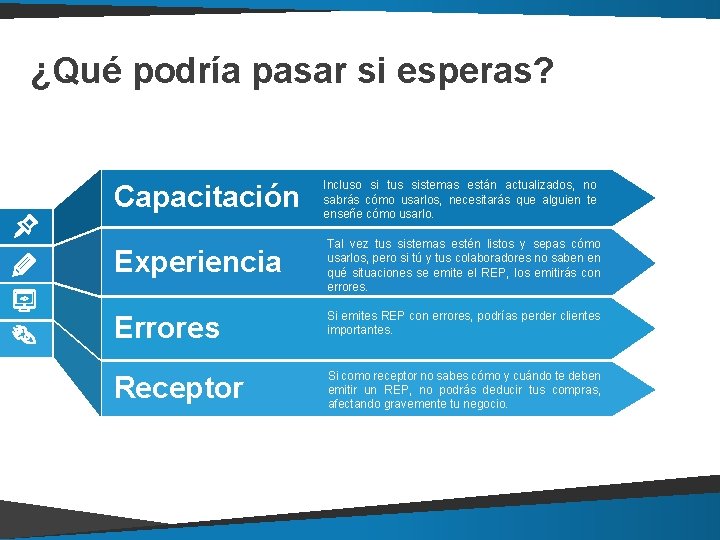 ¿Qué podría pasar si esperas? Capacitación Incluso si tus sistemas están actualizados, no sabrás ¿Qué podría pasar si esperas? Capacitación Incluso si tus sistemas están actualizados, no sabrás