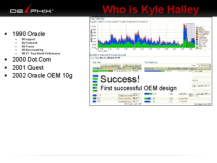 Who is Kyle Hailey § 1990 Oracle – – – 90 support 92 Ported