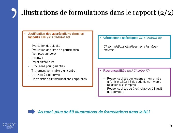 Illustrations de formulations dans le rapport (2/2) • Justification des appréciations dans les rapports
