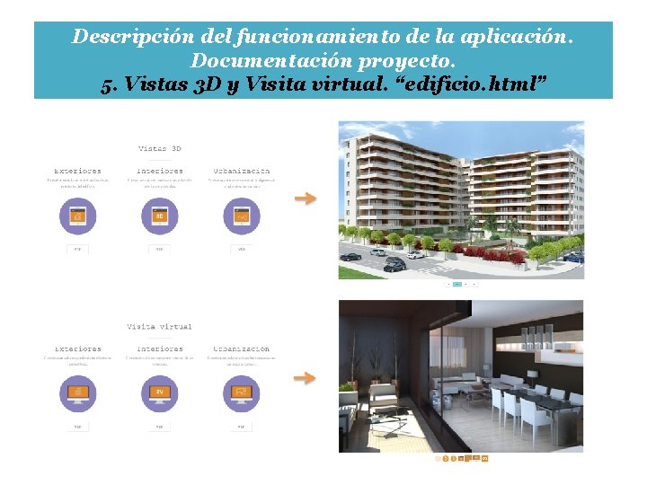 Descripción del funcionamiento de la aplicación. Documentación proyecto. 5. Vistas 3 D y Visita