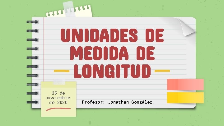 UNIDADES DE MEDIDA DE LONGITUD 25 de noviembre de 2020 Profesor: Jonathan González 