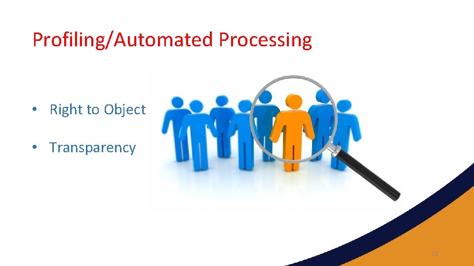 Profiling/Automated Processing • Right to Object • Transparency 12 