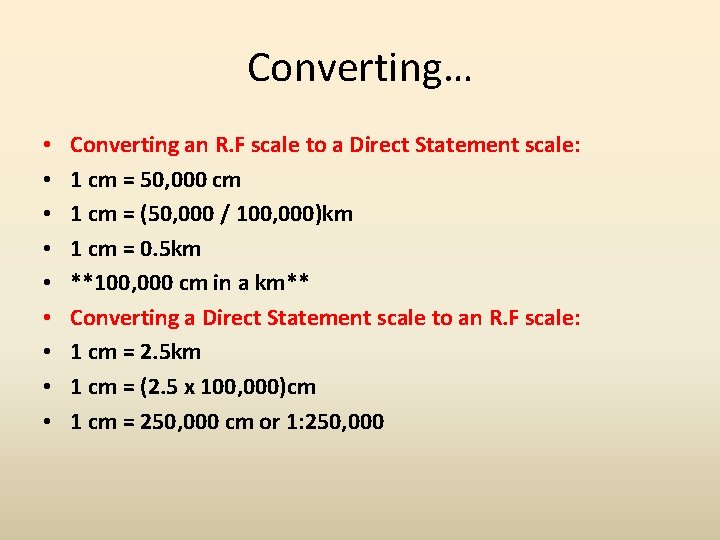 Converting… • • • Converting an R. F scale to a Direct Statement scale: