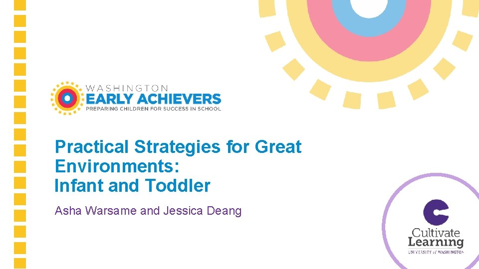 Practical Strategies for Great Environments: Infant and Toddler Asha Warsame and Jessica Deang 