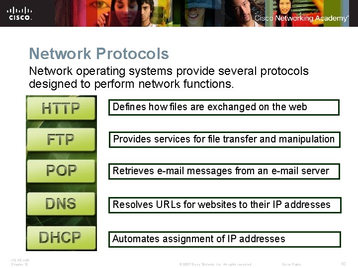 Network Protocols Network operating systems provide several protocols designed to perform network functions. Defines Network Protocols Network operating systems provide several protocols designed to perform network functions. Defines