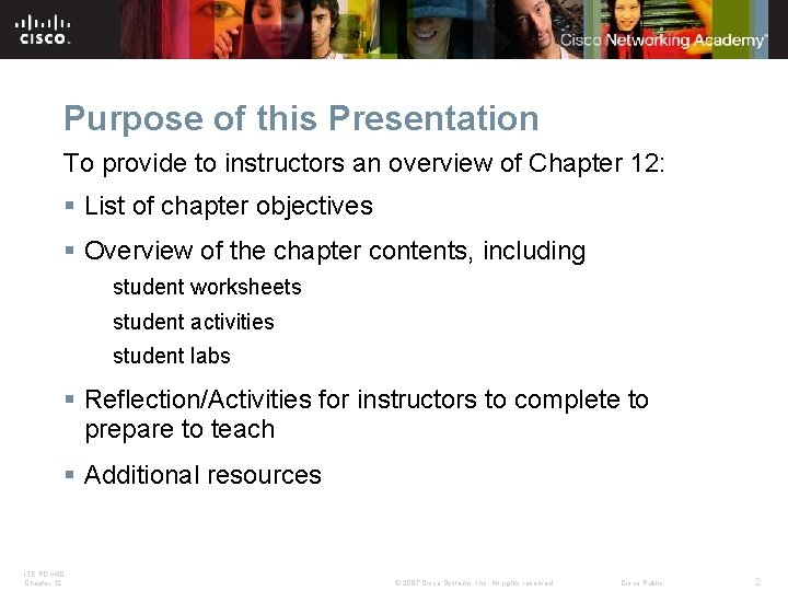 Purpose of this Presentation To provide to instructors an overview of Chapter 12: § Purpose of this Presentation To provide to instructors an overview of Chapter 12: §
