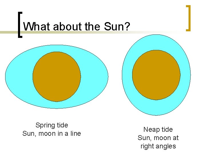 What about the Sun? Spring tide Sun, moon in a line Neap tide Sun,