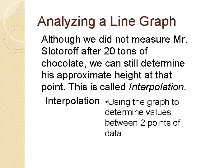 Analyzing a Line Graph Although we did not measure Mr. Slotoroff after 20 tons