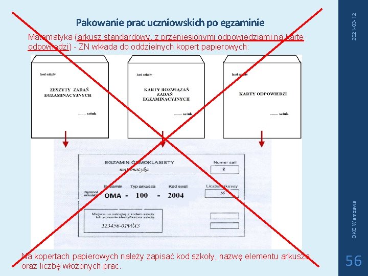 OKE Warszawa Matematyka (arkusz standardowy, z przeniesionymi odpowiedziami na kartę odpowiedzi) - ZN wkłada