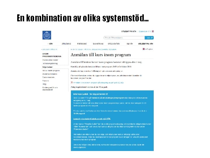 En kombination av olika systemstöd… En kombination av olika systemstöd…