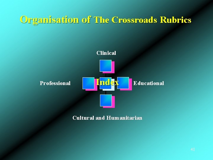 Organisation of The Crossroads Rubrics Clinical Professional Index Educational Cultural and Humanitarian 40 