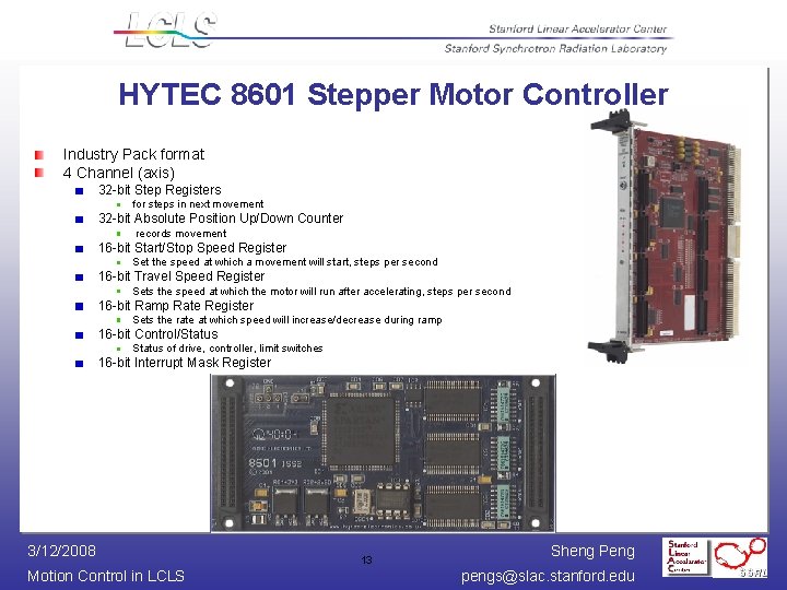 HYTEC 8601 Stepper Motor Controller Industry Pack format 4 Channel (axis) 32 -bit Step