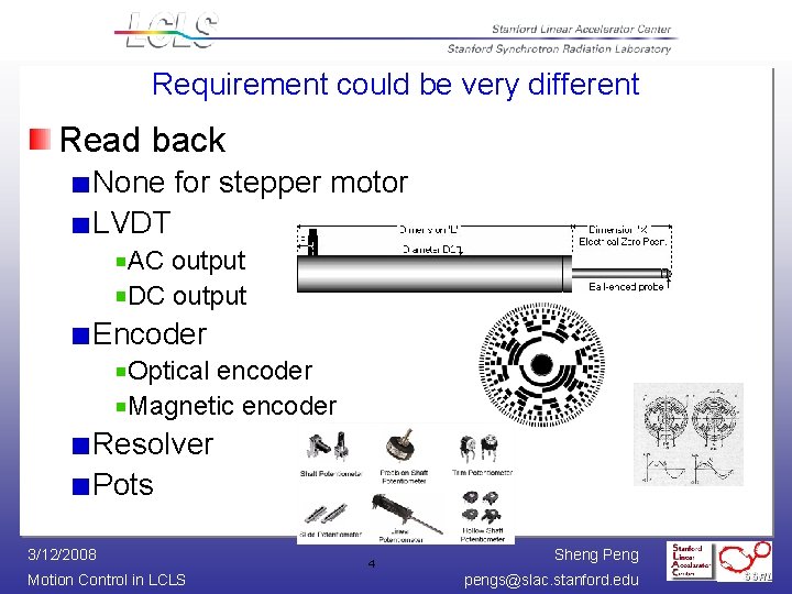 Requirement could be very different Read back None for stepper motor LVDT AC output