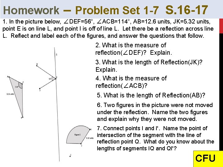 Homework – Problem Set 1 -7 S. 16 -17 1. In the picture below,