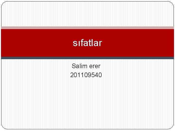 sıfatlar Salim erer 201109540 