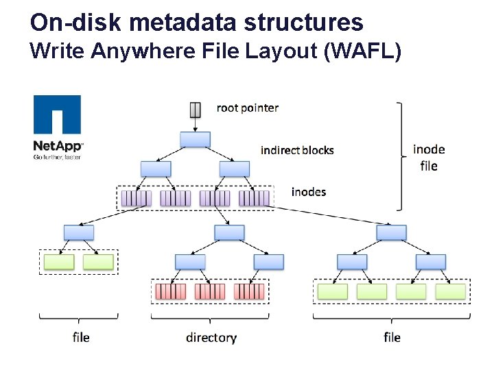 On-disk metadata structures Write Anywhere File Layout (WAFL) 