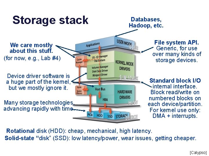 Storage stack We care mostly about this stuff. (for now, e. g. , Lab