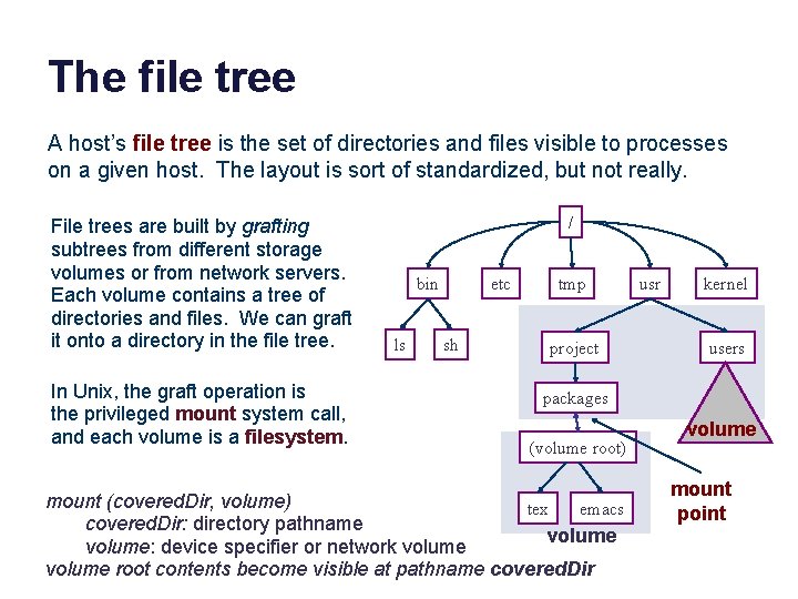 The file tree A host’s file tree is the set of directories and files