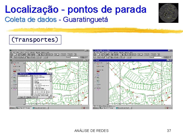 Localização - pontos de parada Coleta de dados - Guaratinguetá (Transportes) ANÁLISE DE REDES