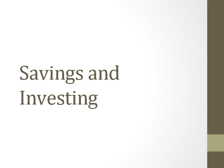 Savings and Investing 