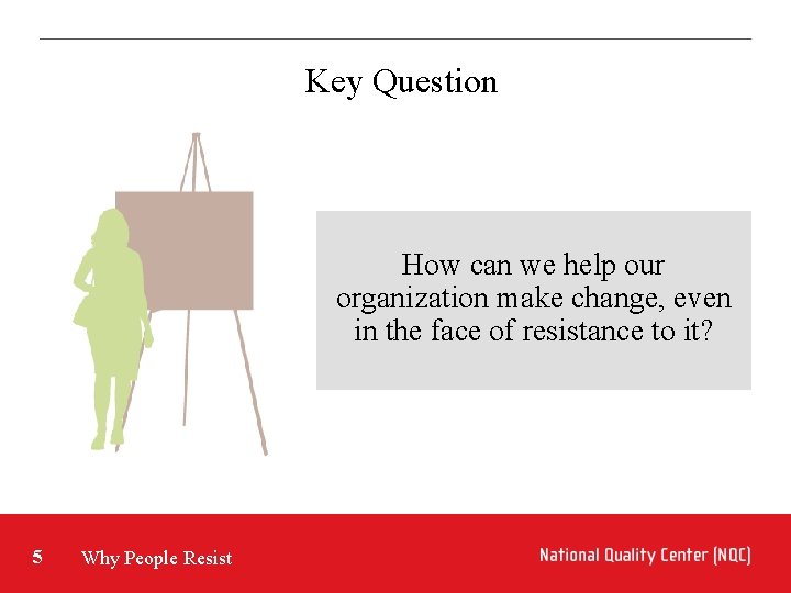 Key Question How can we help our organization make change, even in the face