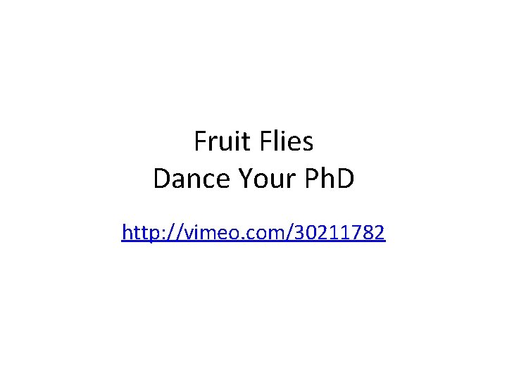 Fruit Flies Dance Your Ph. D http: //vimeo. com/30211782 9 