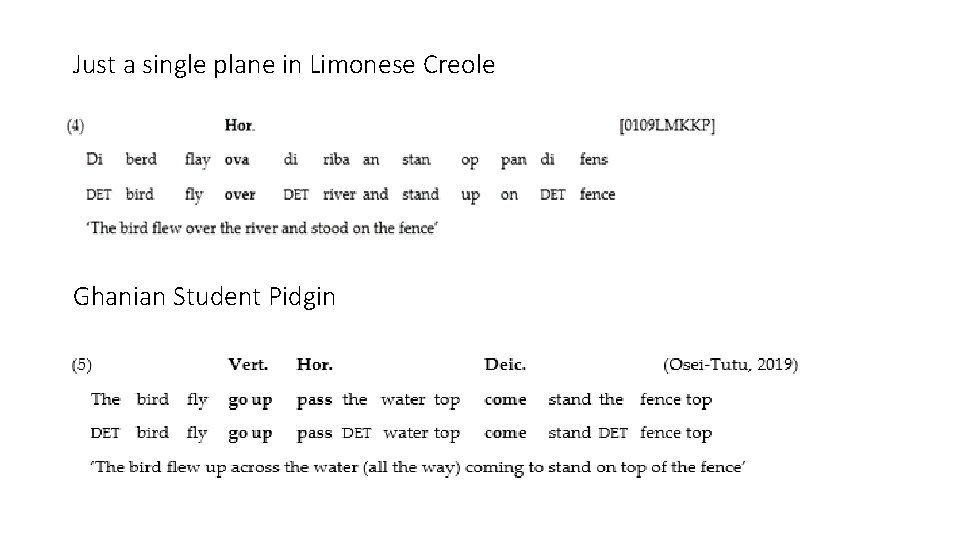 Just a single plane in Limonese Creole Ghanian Student Pidgin 