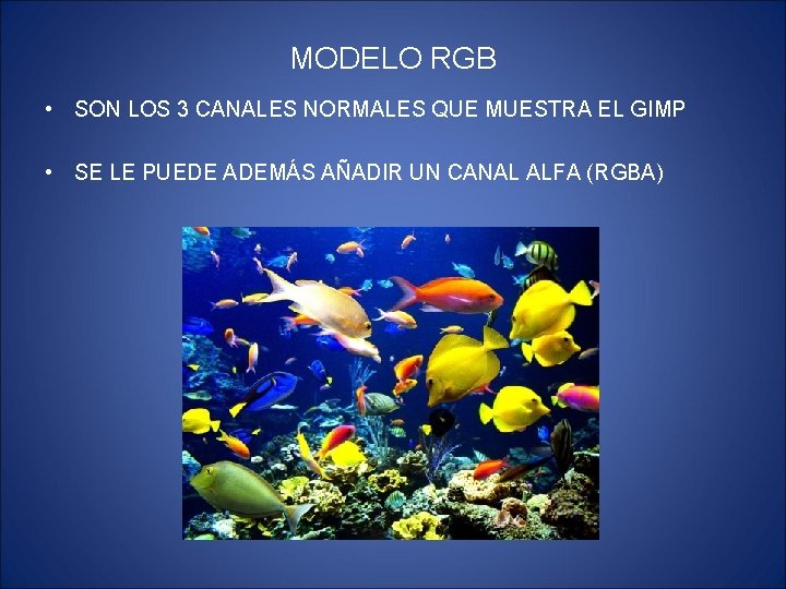 MODELO RGB • SON LOS 3 CANALES NORMALES QUE MUESTRA EL GIMP • SE