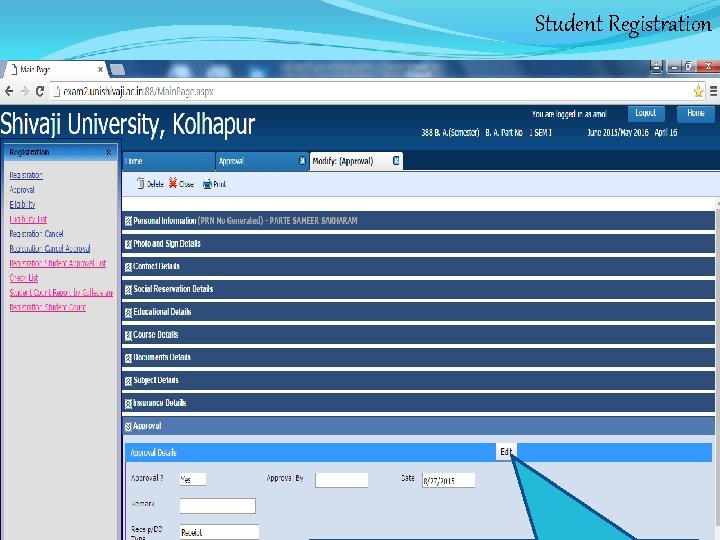 Student Registration Insurance Details of Student. 